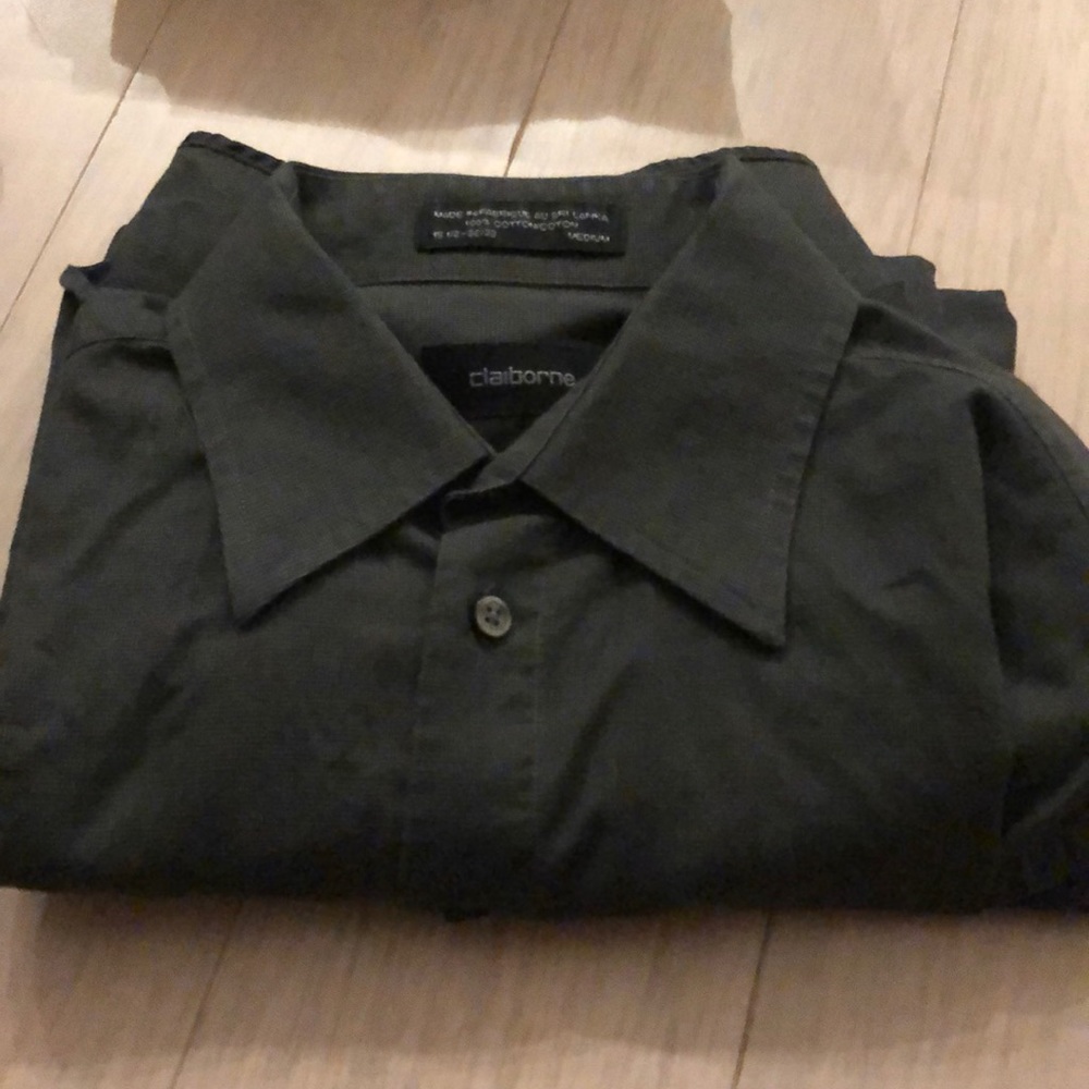 Claiborne Men’s 15.5/32-33 Grey/Green Dress Shirt